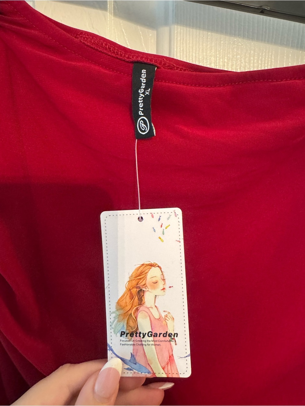 One-Shoulder Ruched Dress in Deep Red - Picture 4 of 5